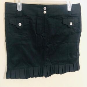 WHBM Black Ruffled Hem Straight Skirt